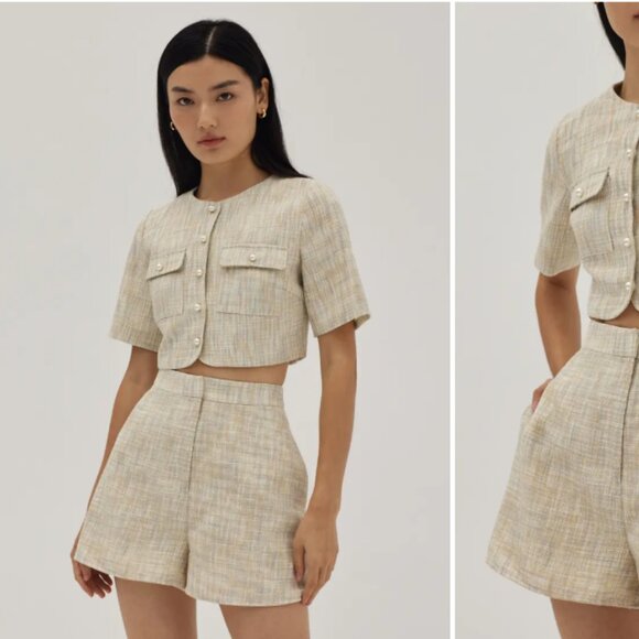 Love Bonito Denice Tweed Flare Shorts - Picture 3 of 12